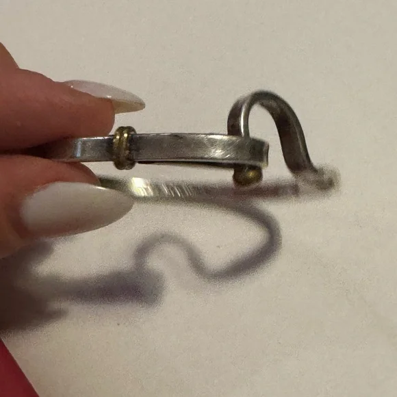 925 Sterling silver MEXICO hook and eye two tone bangle bracelet - Picture 4 of 16